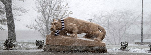 PSU Fayette Lion Shrine in winter
