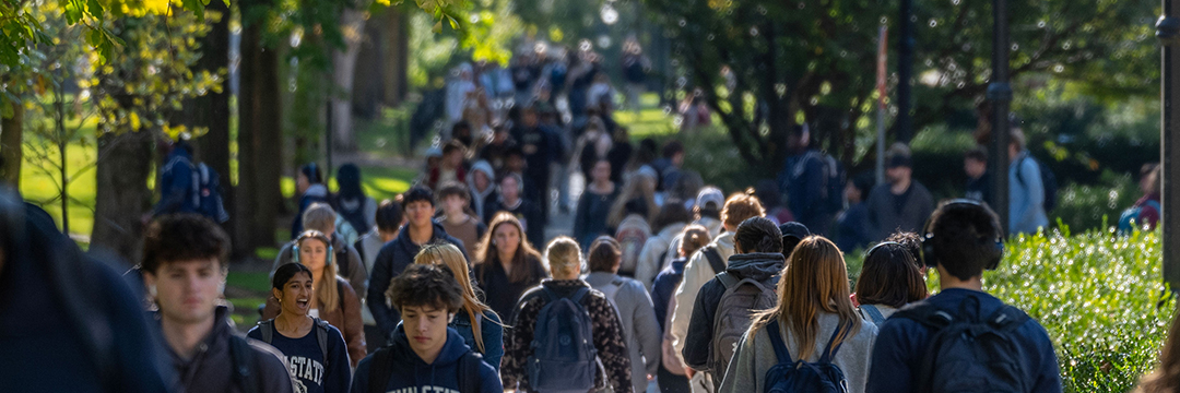 Penn State Days - Nittany Lion Mascot welcoming students to campus.